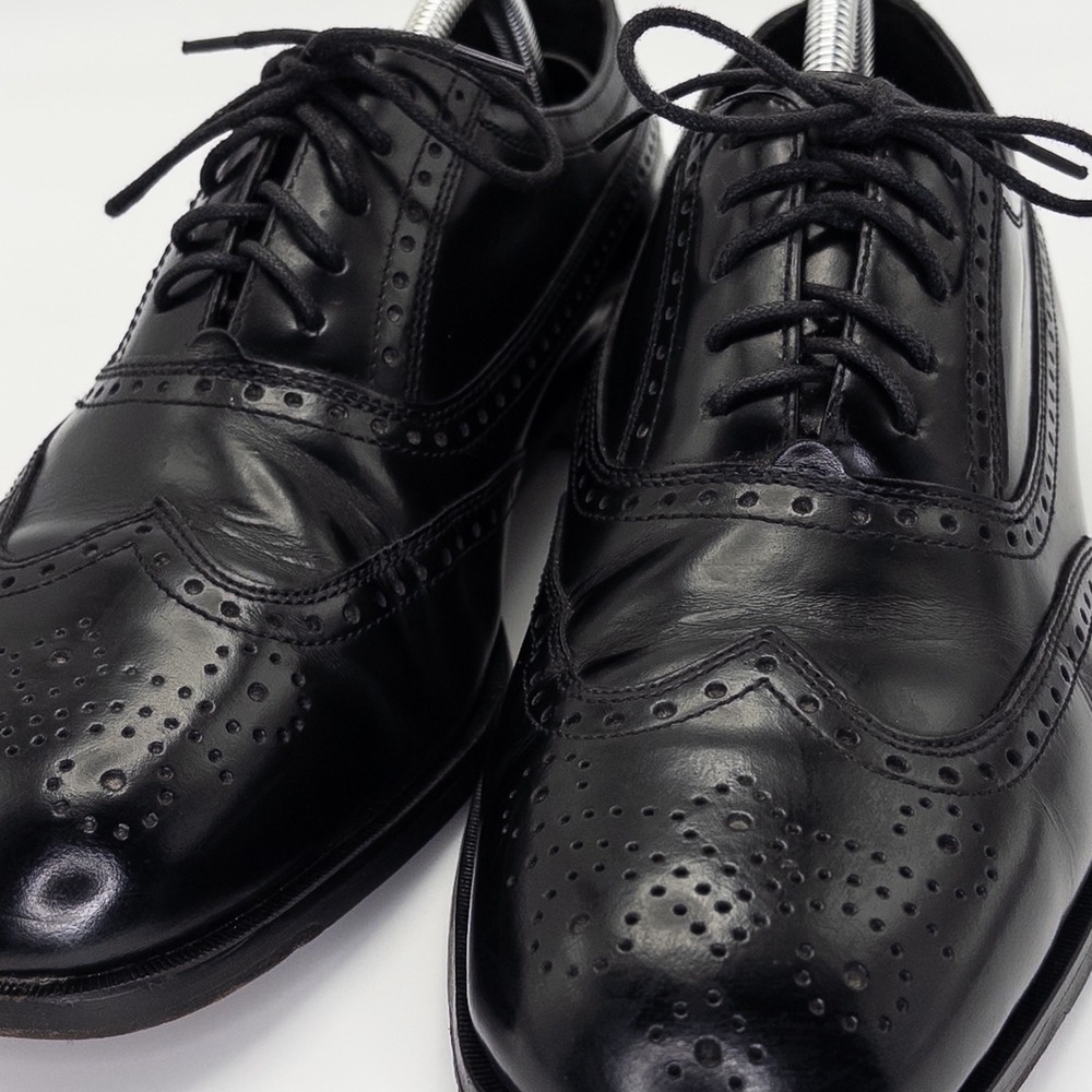 Nunn Bush Men's 10.5M Black Leather Wingtip Oxford Dress Shoes Brogue